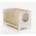 سرير أطفال-خشب-200سمx120سم-أبيض و بيج-M0177