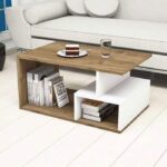 ترابيزة قهوة -خشب ام دي اف- 102X43 سم-بيج و ابيض-CT-1P-U Shape