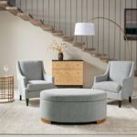 طقم 2 كرسي + بف -خشب زان روماني أحمر – L.a33