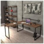 مكتب-إم دي إف+معدن75×150سم–بني و اسود-D-002