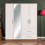 دولاب-ام دي اف-160×180سم- أبيض وبنى-A06