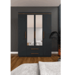 دولاب-ام دي اف-160×190سم-بني ورمادي-HMK56